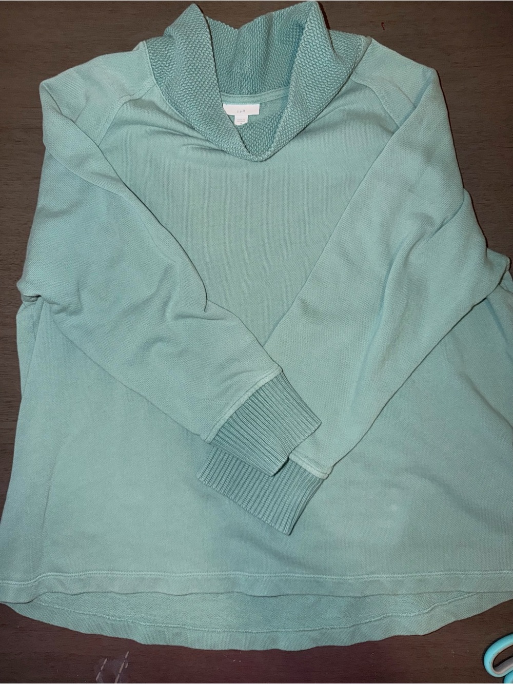 Light Teal Shawl Collar Sweater